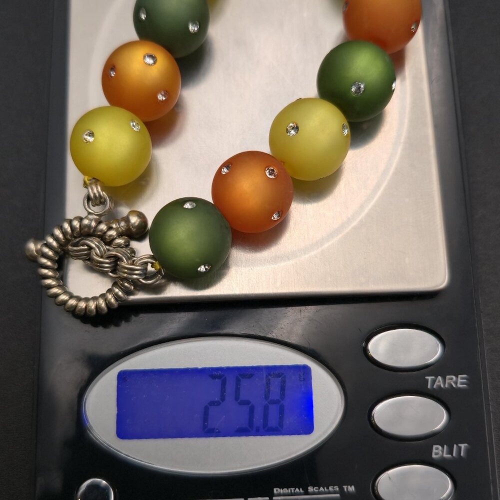 8 Inch Sterling Silver Crystals Imbedded Colorful Bracelet B967 - Picture 7 of 7